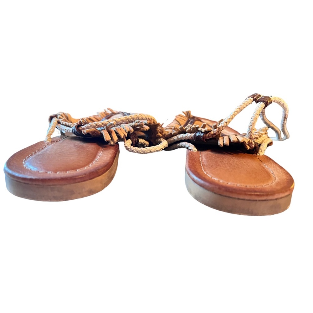Free People Matisse Bronte Sandals Leather Lace Up Boho Western Fringe - Picture 7 of 13
